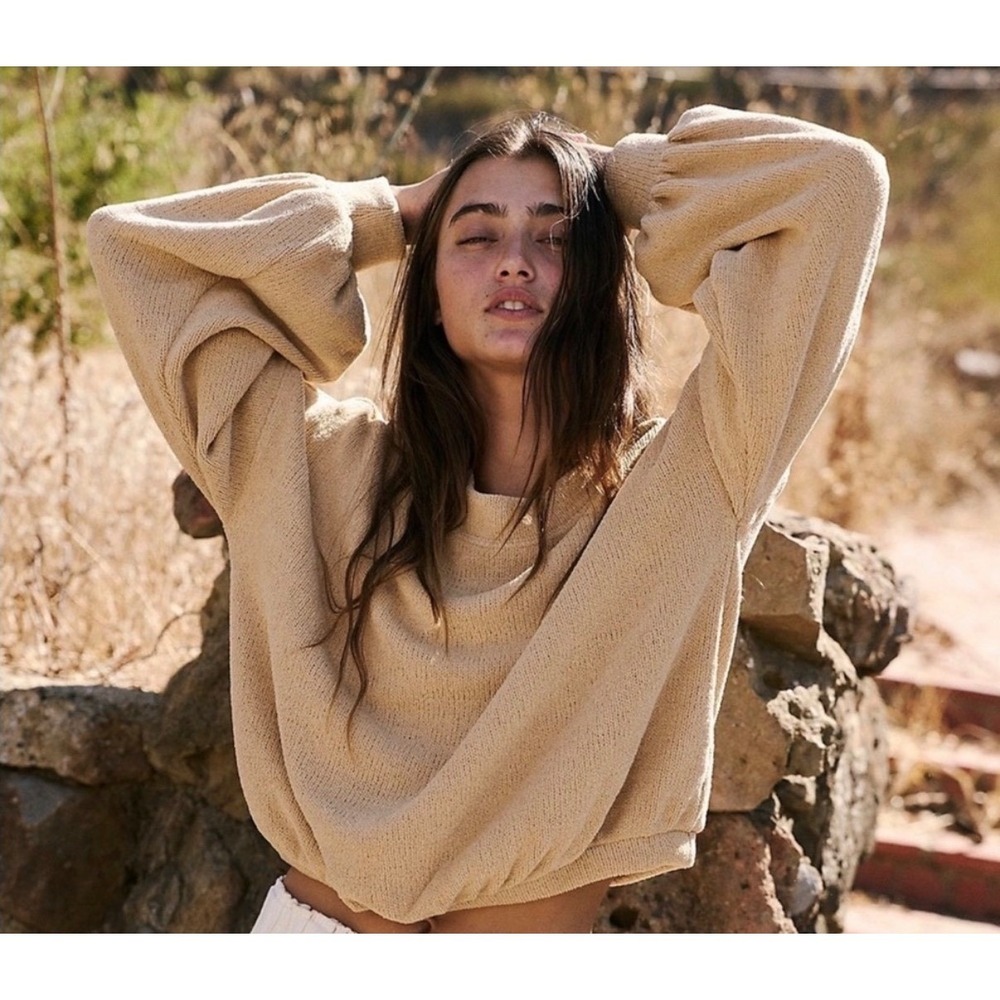Free People FP Beach‎ Catalina Top Mauve/Pink Waffle Knit Pullover Size M